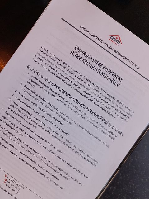 ZÁCHRANA ČESKÉ EKONOMIKY OČIMA KRIZOVÝCH MANAŽERŮ